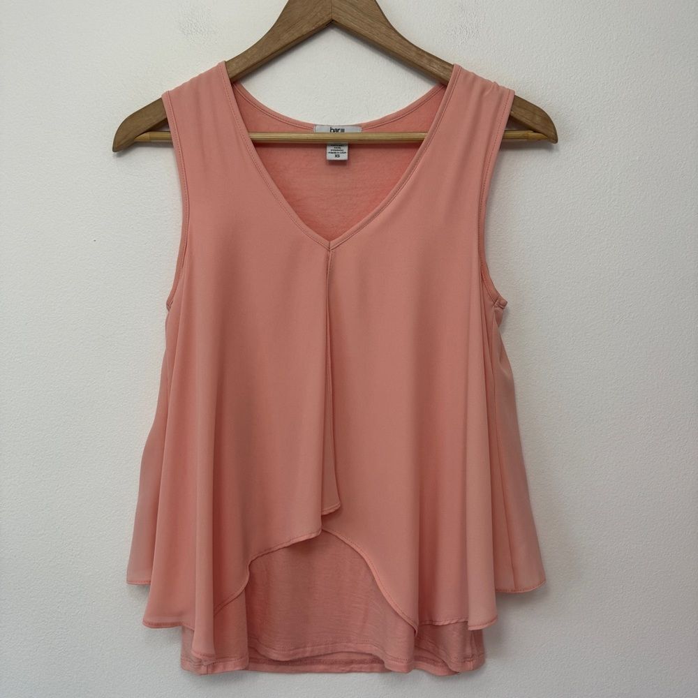 Bar III Womens Layered Split-Back Tank Top Size XS Peach